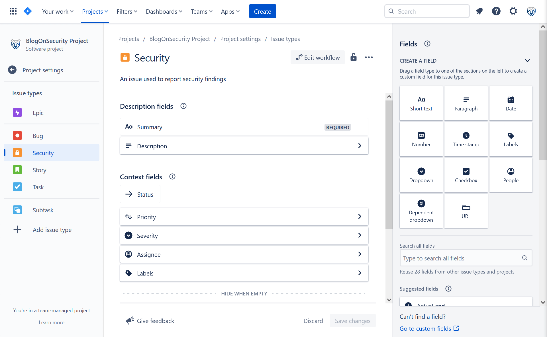 Security issue configuration example